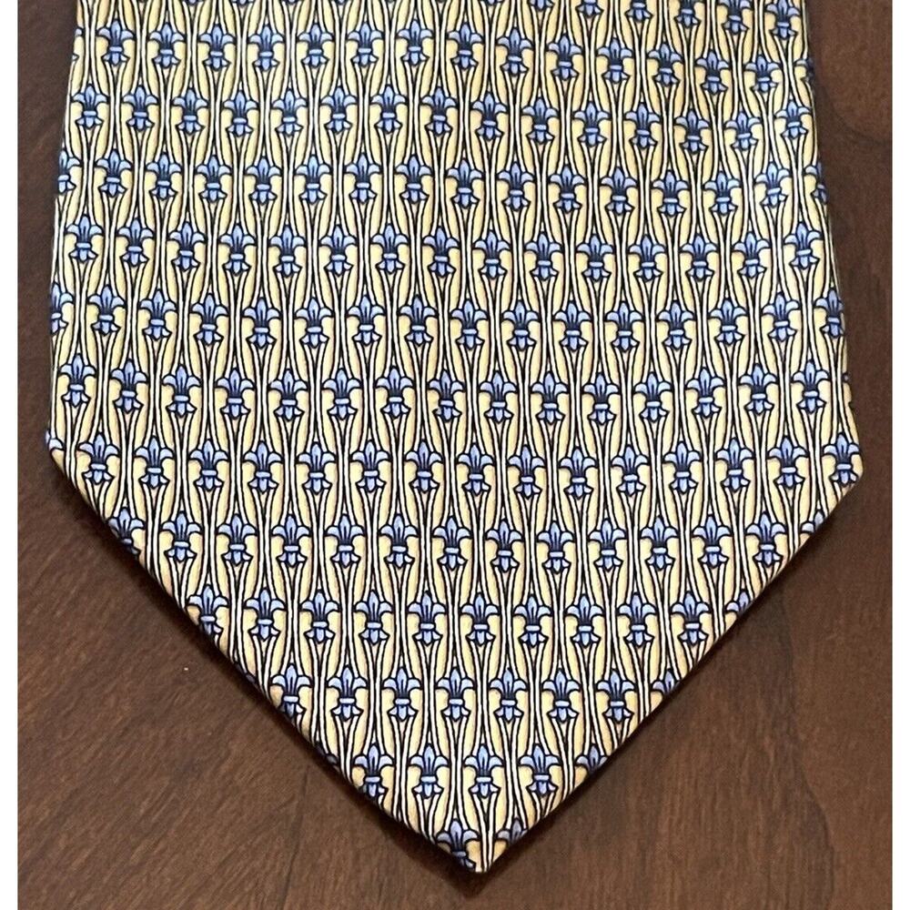 Beaufort Tie Rack Gold Blue 100% Silk Men’s Neck Tie Made In Italy